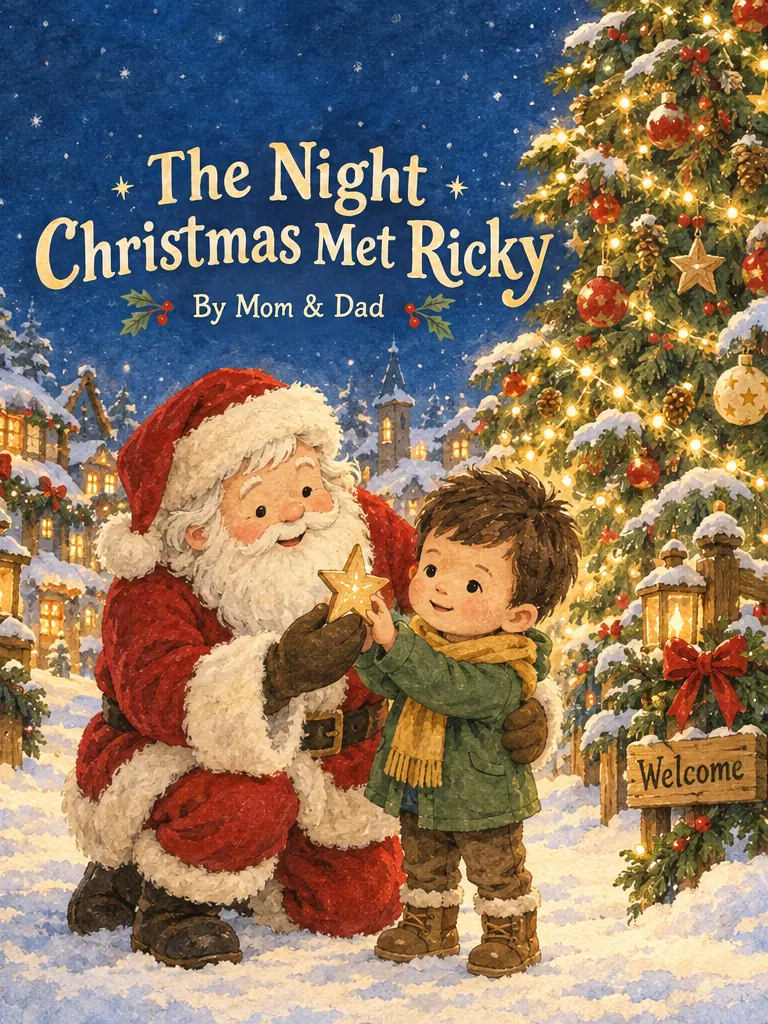 Illustrated digital cover: The Night Christmas Met Ricky