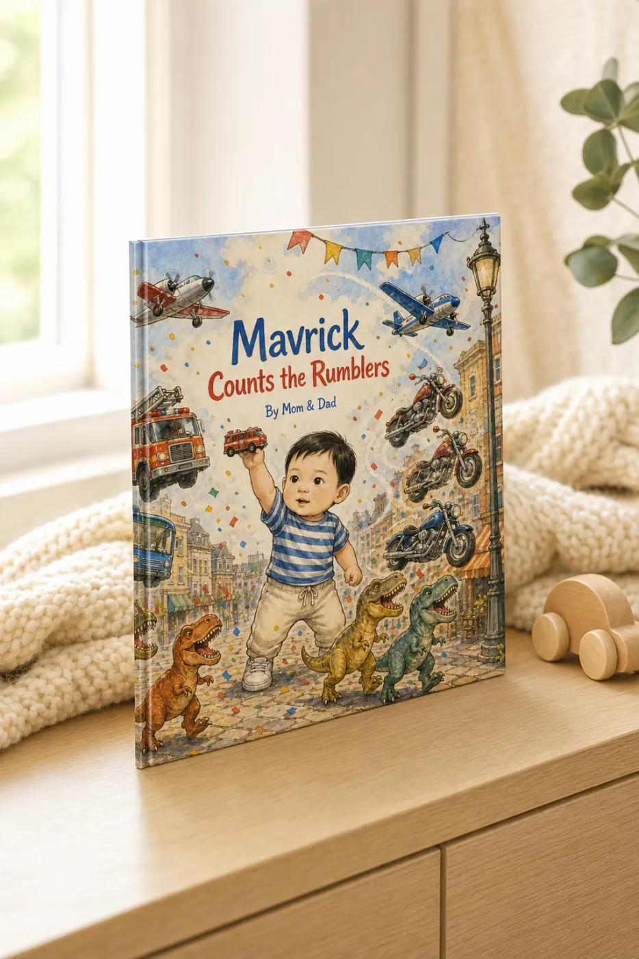 Counting With You — a personalized Sundayfawn hardcover staged in a warm nursery