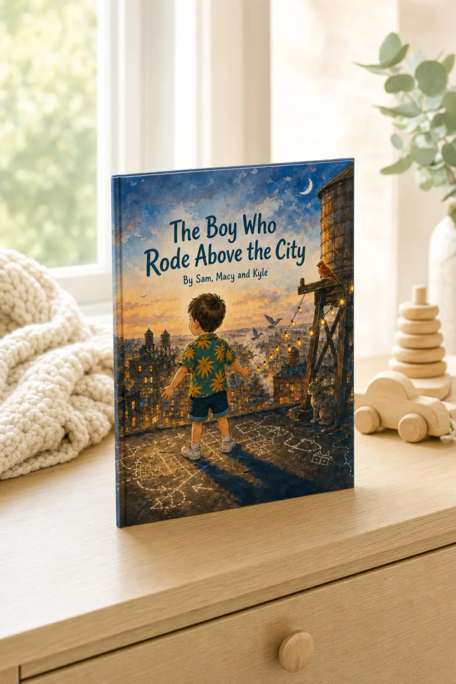 One Wild Adventure — a personalized Sundayfawn hardcover staged in a warm nursery