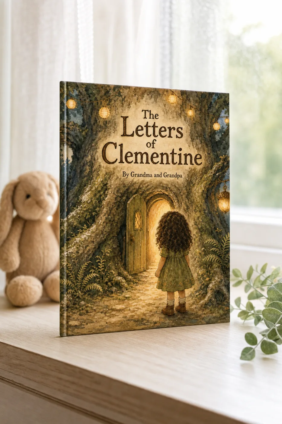 Secret Map of Your Name — a personalized Sundayfawn hardcover staged in a warm nursery