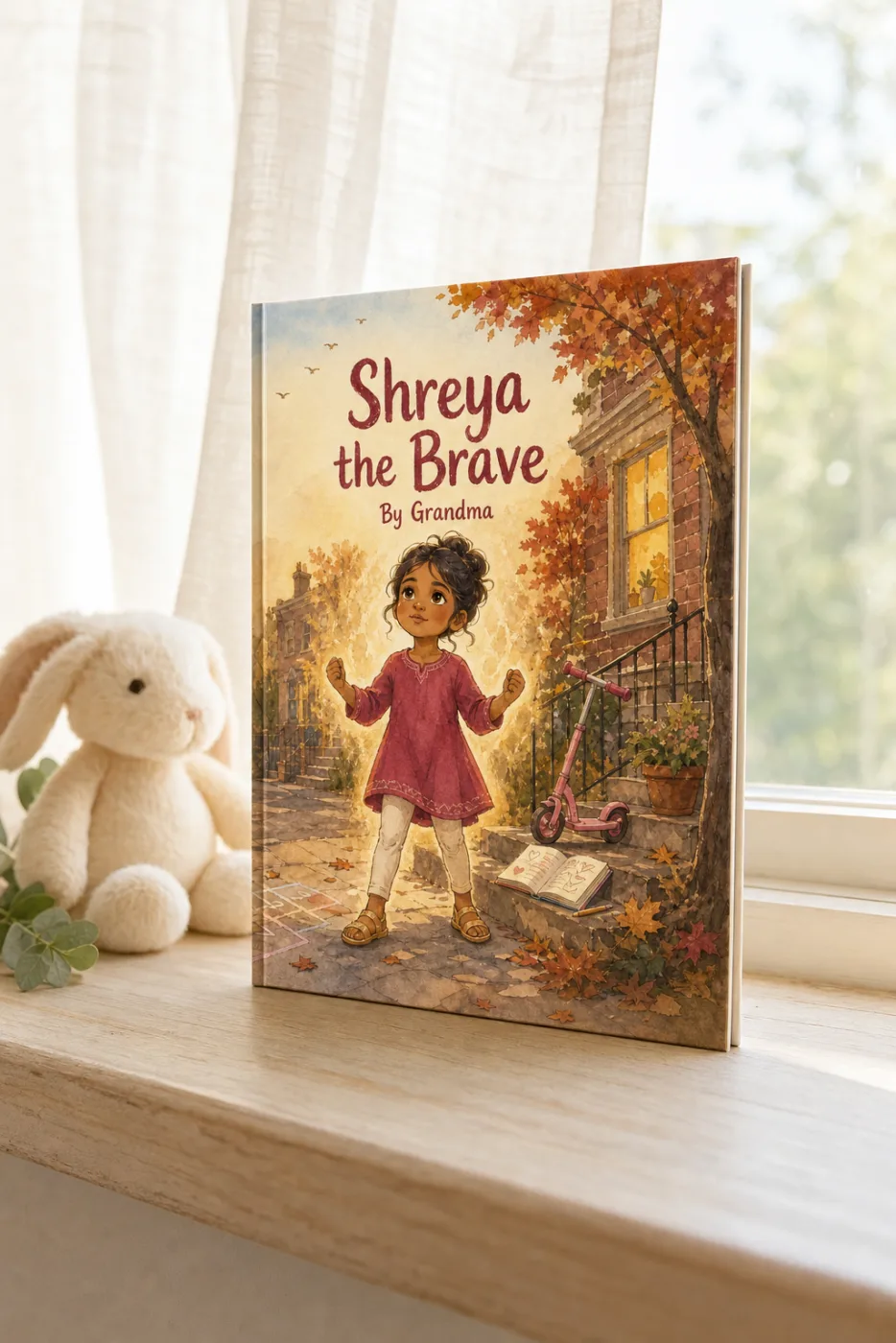 The Day You Became a Superhero — a personalized Sundayfawn hardcover staged in a warm nursery