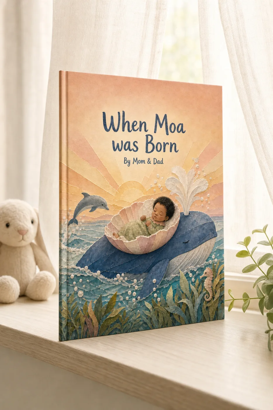 When You Were Born — a personalized Sundayfawn hardcover staged in a warm nursery