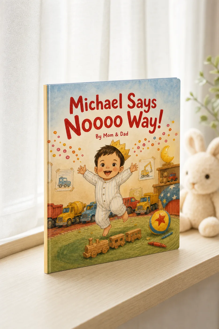 First Rhymes of You — a personalized Sundayfawn hardcover staged in a warm nursery