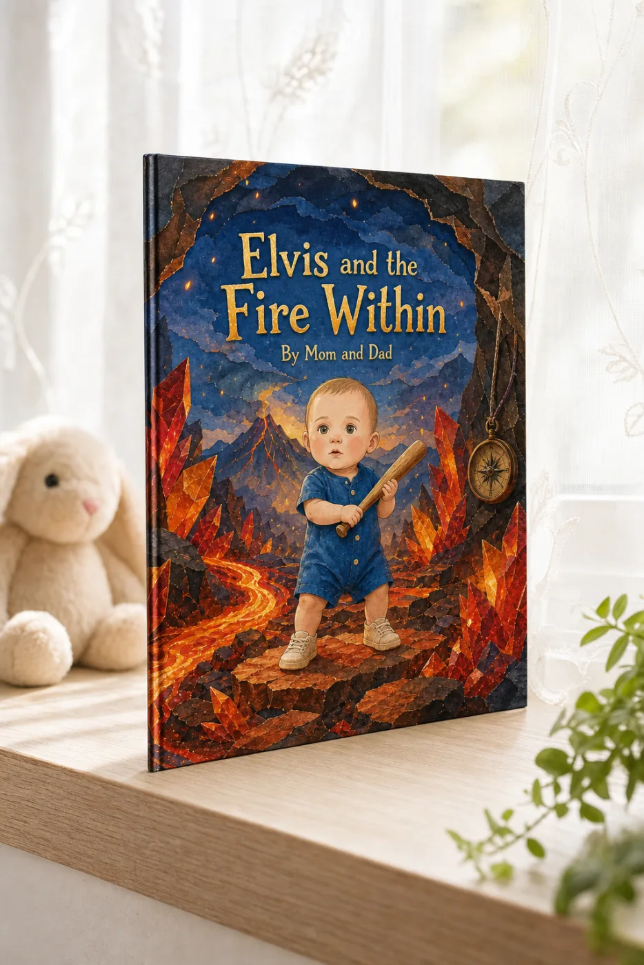One Wild Adventure — a personalized Sundayfawn hardcover staged in a warm nursery
