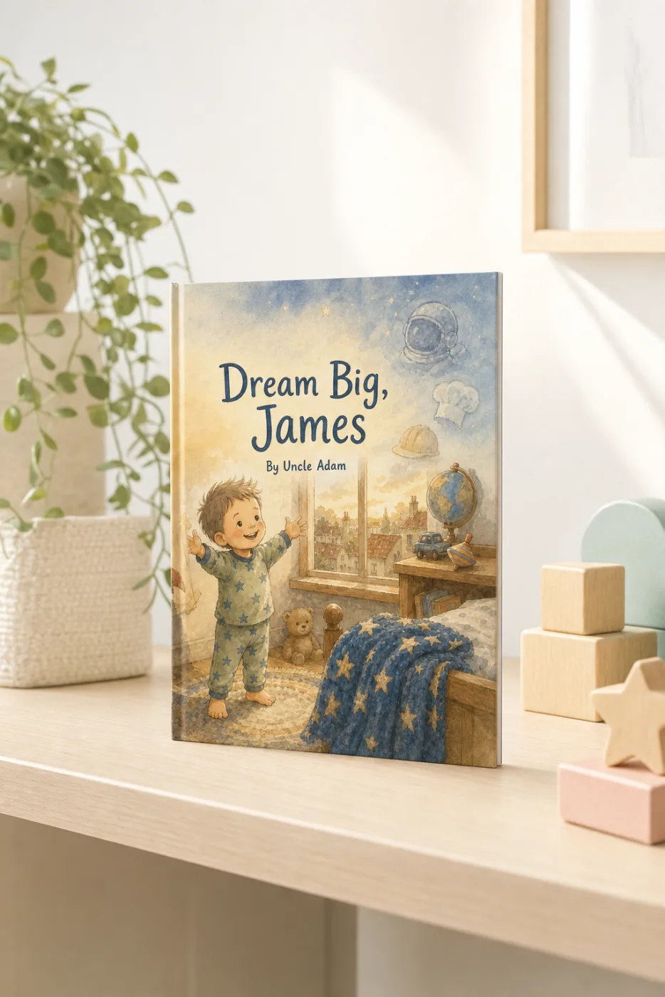 All the Things You Could Be — a personalized Sundayfawn hardcover staged in a warm nursery