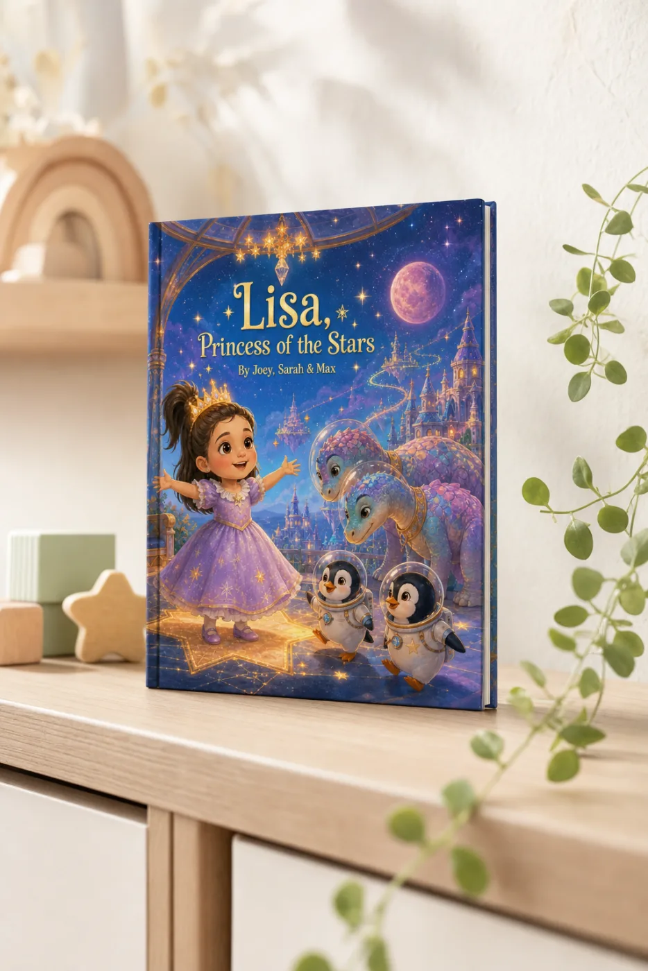 Starship at Your Window — a personalized Sundayfawn hardcover staged in a warm nursery