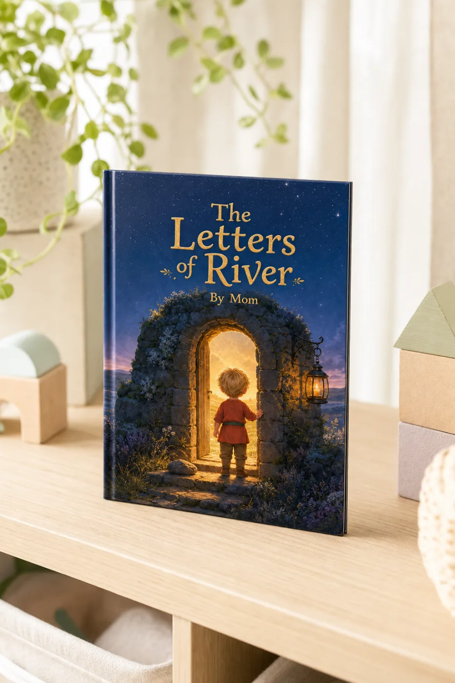 Secret Map of Your Name — a personalized Sundayfawn hardcover staged in a warm nursery