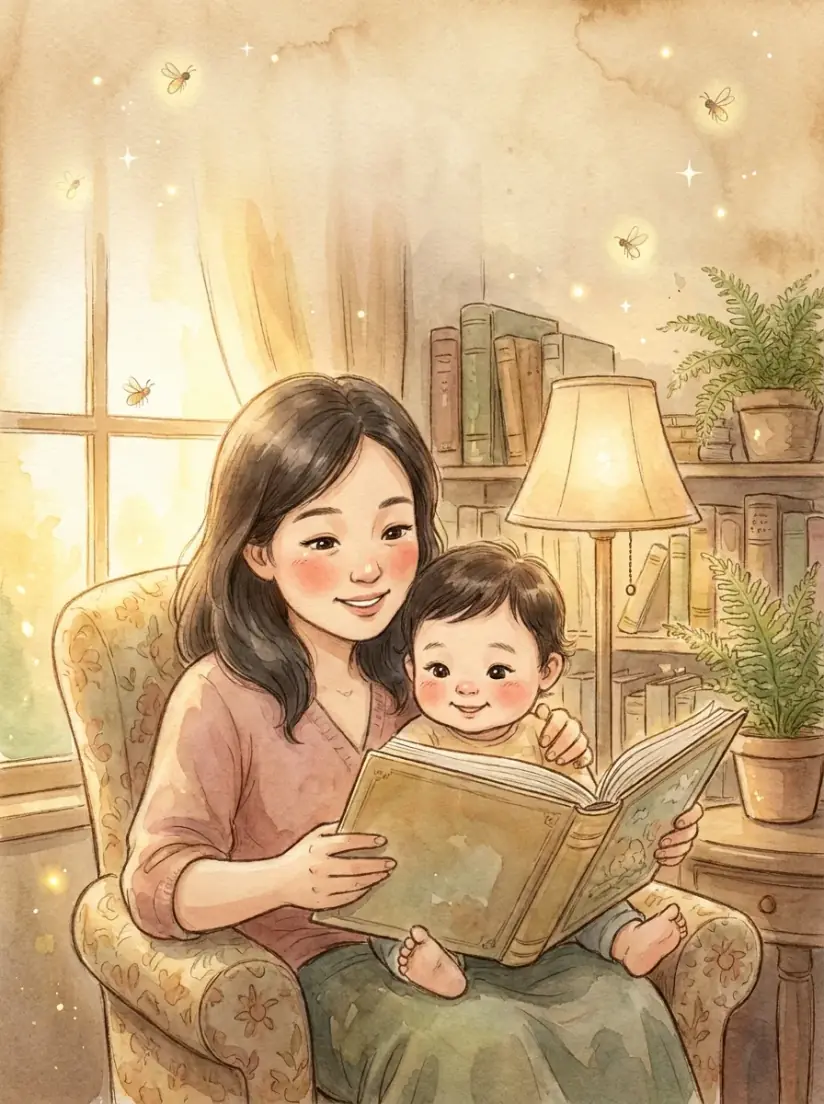A mom and child sharing a storybook