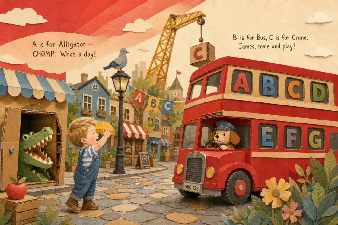 A spread from a custom storybook showing a child character on a throne, cast as the hero of their own tale.